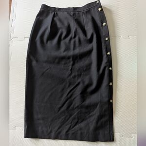 Vintage Jones New York Long Button-Detail Wool Skirt